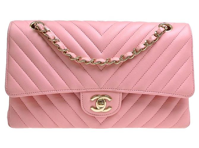 Chanel Shoulder Suede Patchwork Medium Rosa