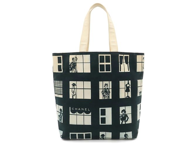 Chanel Windows Line Tote Bag Schwarz Weiß