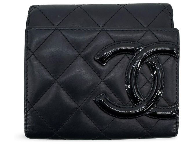 Chanel Cambon Trifold Quilted Lambskin Long Black