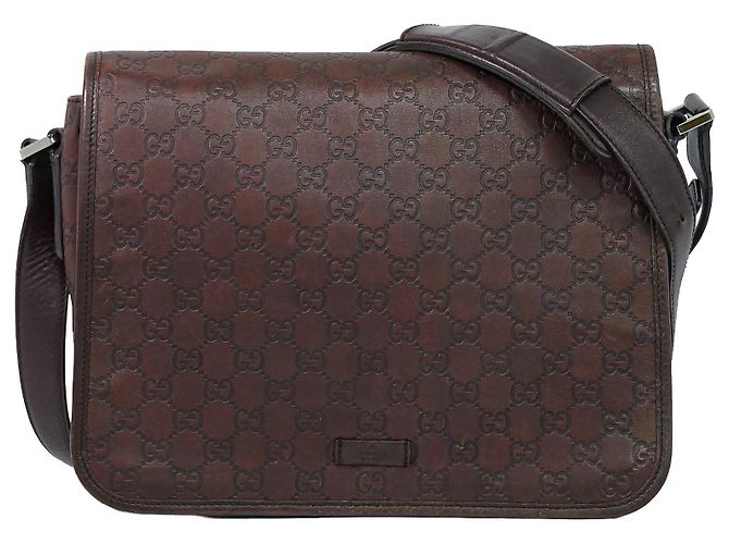 Bolsa Messenger com aba Gucci (Outlet) Couro Guccissima Marrom