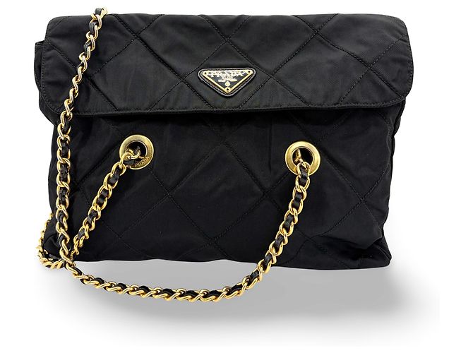 Prada Convertible Quilted Tessuto Medium Preto