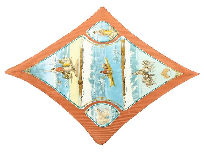 Hermès Hermes Gronland Pleated Silk Brown
