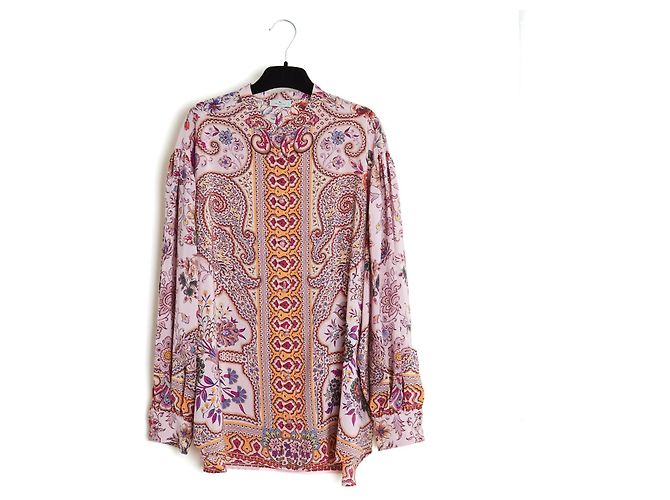 Etro Pink Boteh Silk Crepe Oversized Blouse