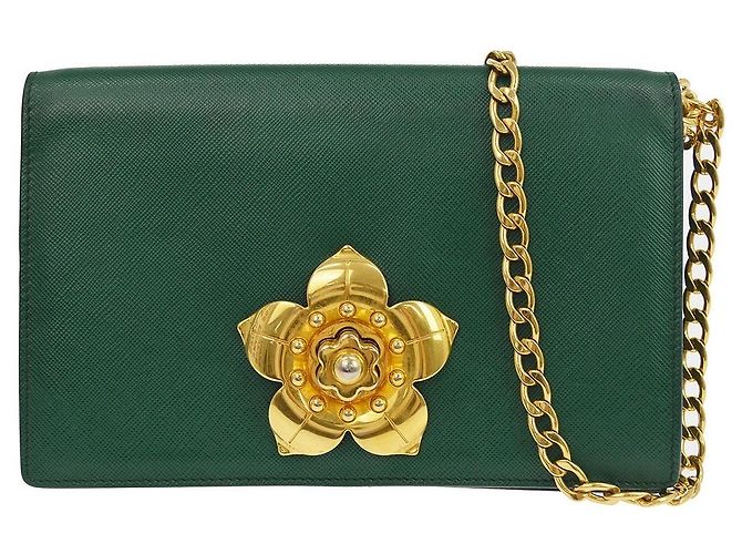 Prada Corolle Chain Saffiano with Metal Vert