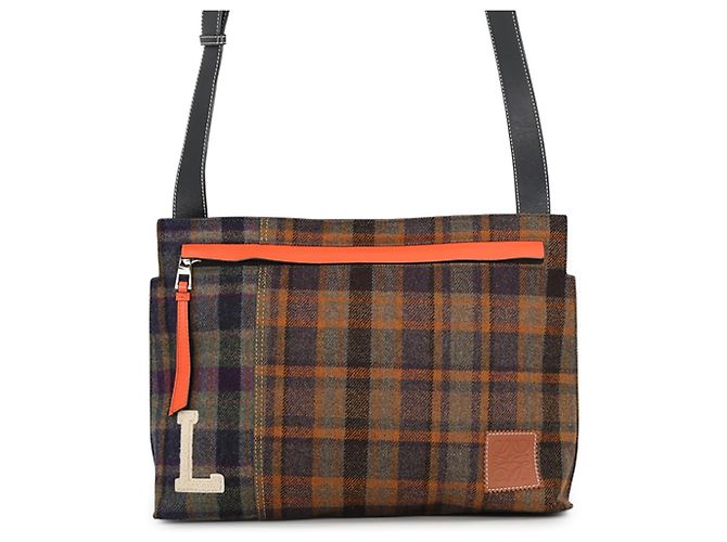 Loewe Check Pattern Shoulder Bag Brown Multiple colors