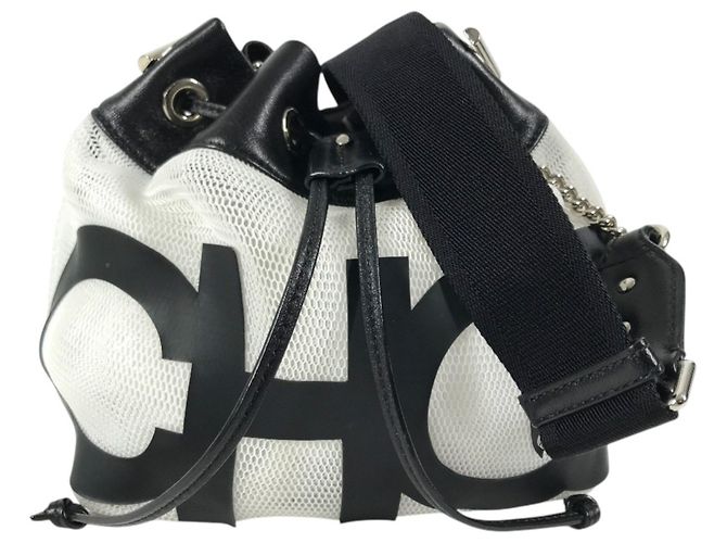Borsa a tracolla Juno in mesh con logo Jimmy Choo Nero Bianco