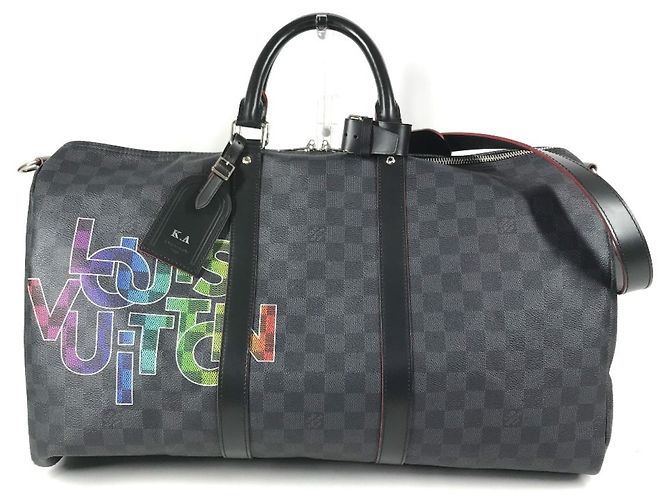 Keepall Bolsa Boston Louis Vuitton Damier Graphite Preto