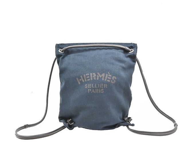 Hermès Maline Canvas Briefcase Blue
