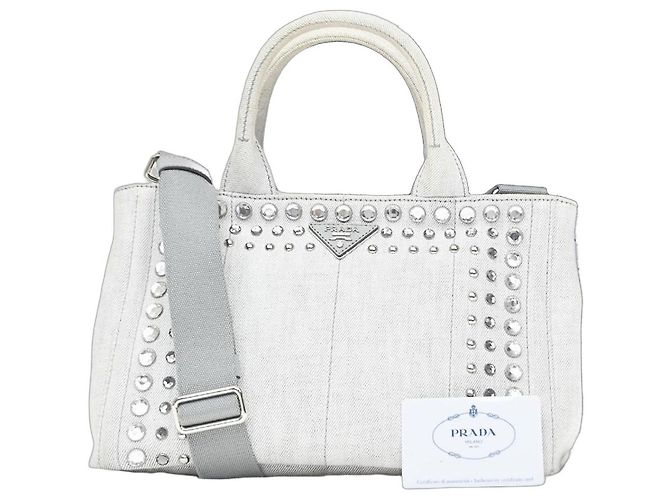 Prada Canapa Convertible avec strass en toile Medium Marron
