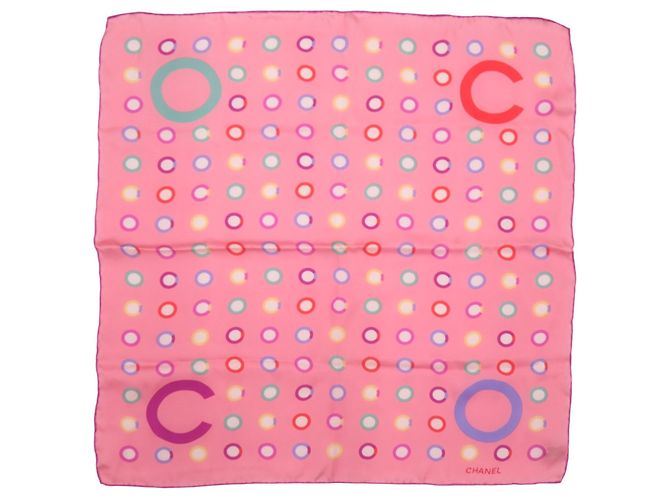 Foulard in seta Logo Chanel in rosa multicolore