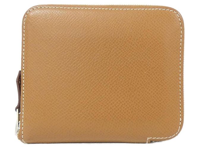 Hermès Carteira compacta de seda Hermes EN LIBERTE Marrom Dourado Roxo escuro