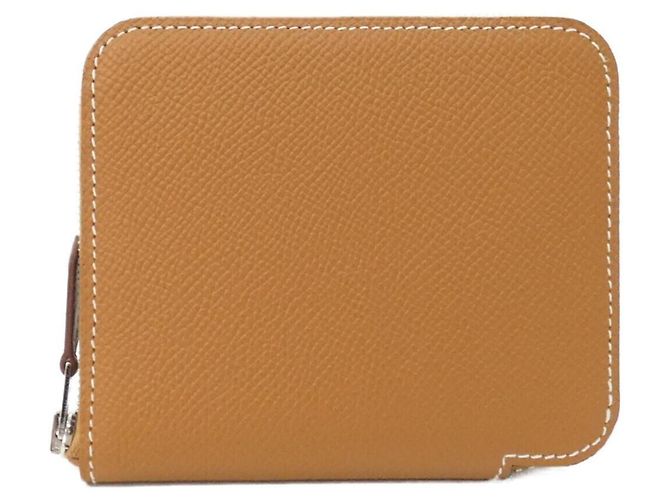 Silk In Hermès Cartera compacta Hermes EN LIBERTE de seda Castaño Azul Dorado