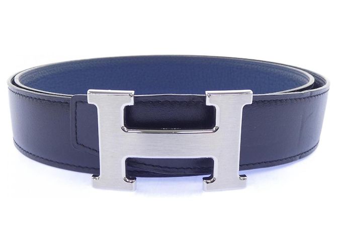 Hermès Cinturón reversible Hermes H 32mm Negro Azul marino