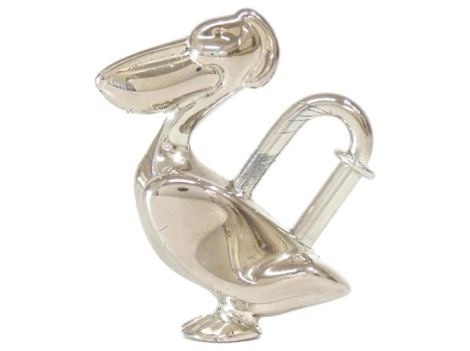 Hermès Portachiavi Hermes PELICAN Cadena Argento