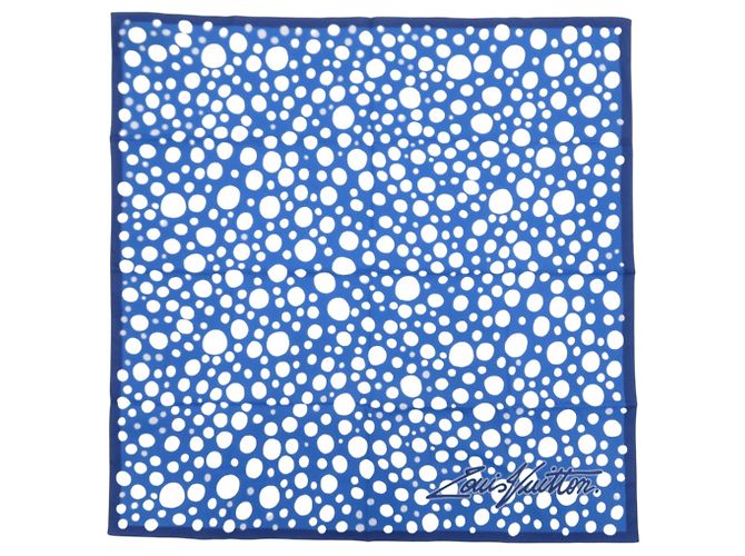 Louis Vuitton x Yayoi Kusama Infinity Dot Seidentuch Weiß Blau Marineblau