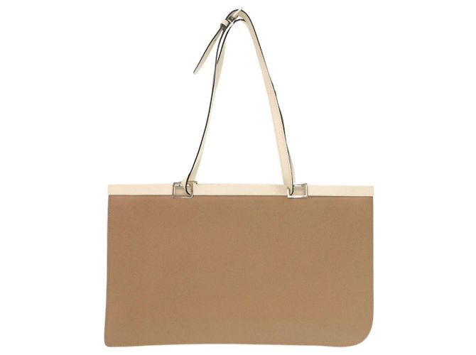 Valextra Bicolor Leder Tote Bag Beige Roh