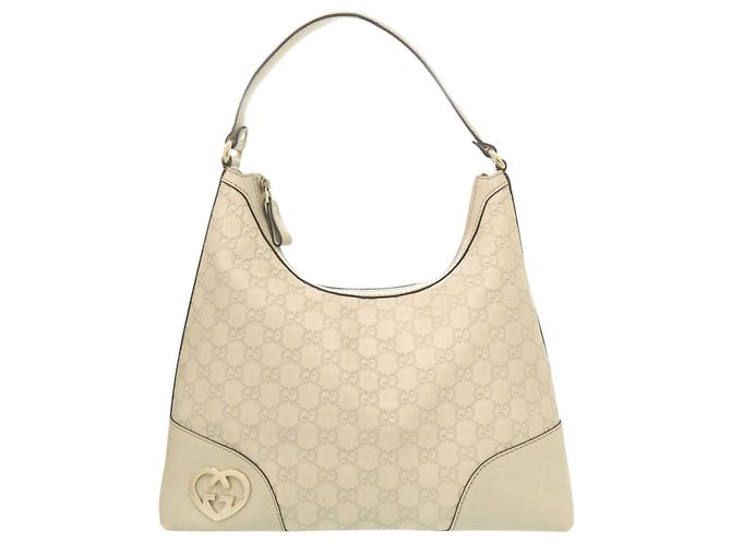 Bolsa de um ombro Gucci em couro marfim Cru