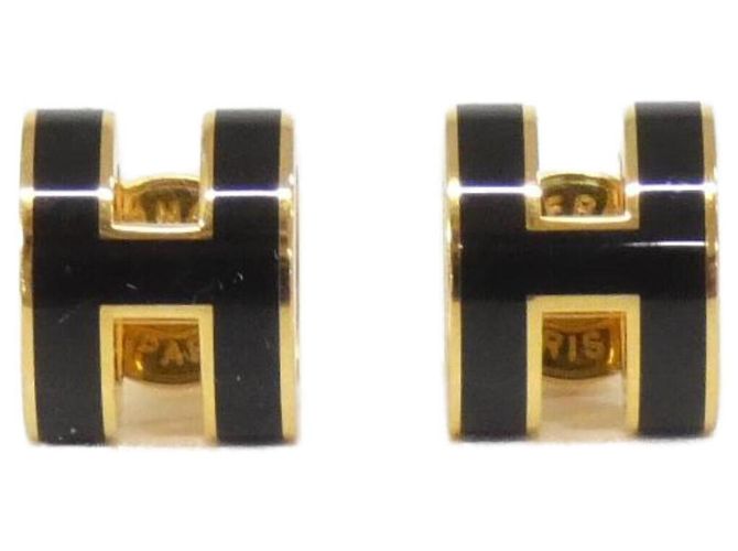 Hermès Hermes Pop H MINI 608002F Ohrstecker Schwarz Golden
