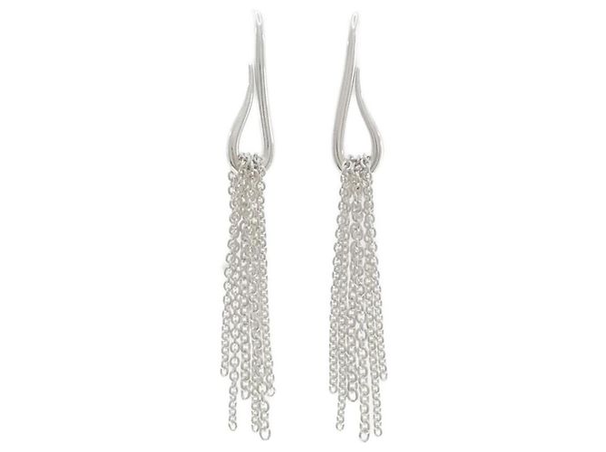 Hermès Hermes Ricole Silver Drop Earrings Silvery