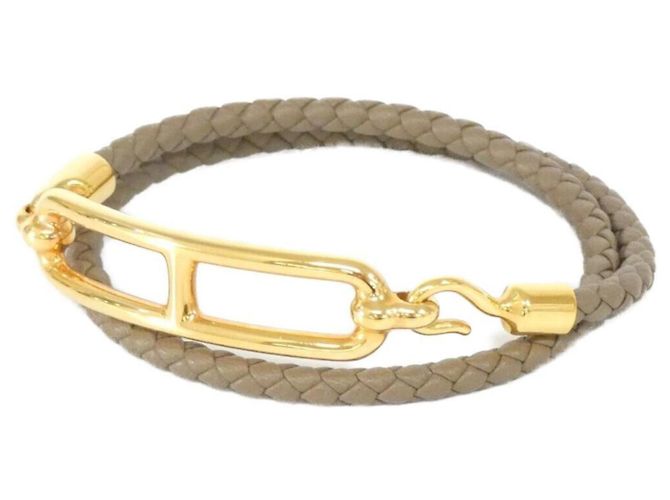 Hermès Pulsera Charm Relief Double Tour Hermes Beige Gris pardo