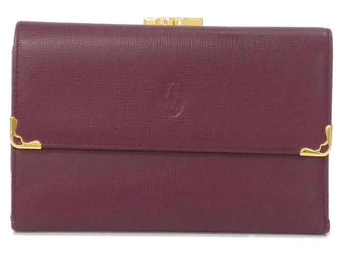 Cartera Tri-Fold Cartier de piel de becerro roja