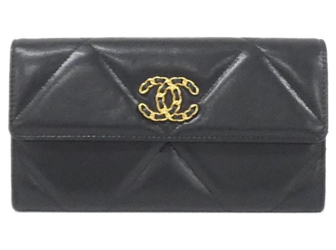 Chanel 19 Line AP0955 Long Wallet Black