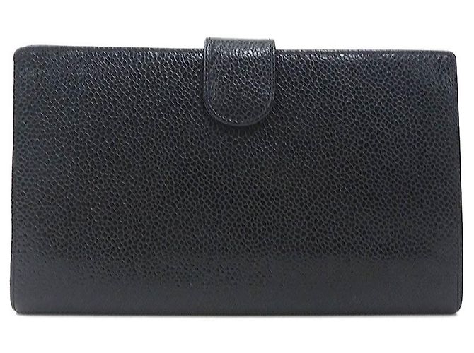 Cartera larga bifold Chanel negra Negro