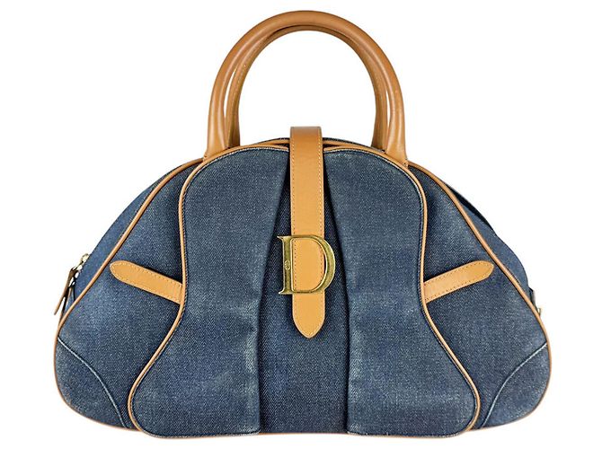 Bolsa Christian Dior usada Marrom Azul marinho
