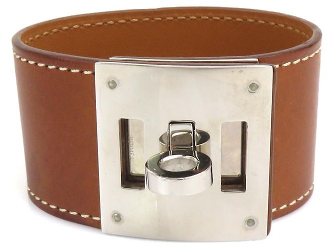 Hermès Pulseira Hermes Kelly Dog Marrom Prata