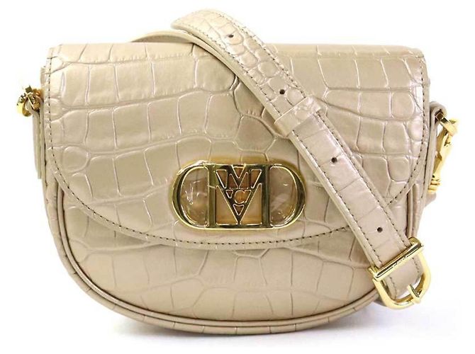 Borsa a tracolla in pelle goffrata oro MCM D'oro