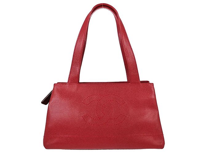 Chanel Vintage Logo Caviar Medium Rosso