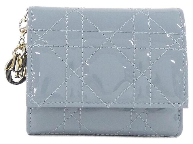 Cartera tri-fold Christian Dior Lady Lotus Azul