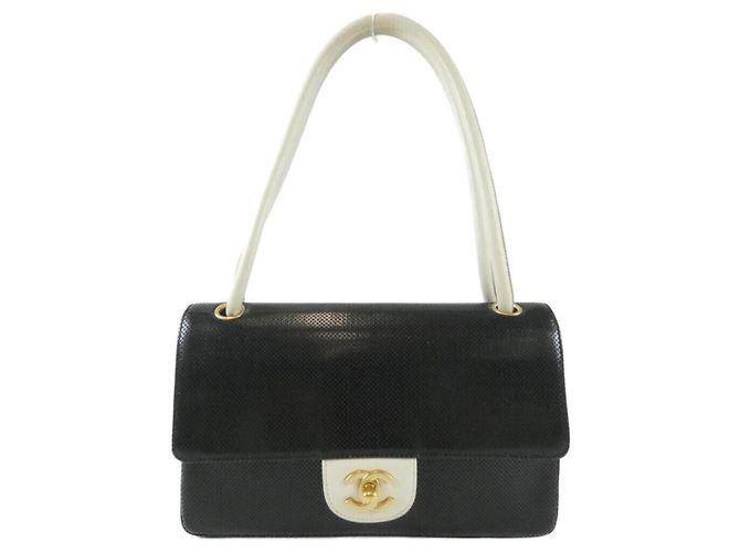 Chanel 16533 Shoulder Bag Black Beige