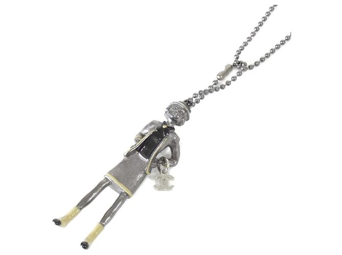 Collana Chanel Beige, Nera e Argento Nero