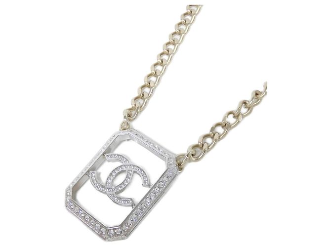 Colar com pendente de cristal Chanel Prata Dourado