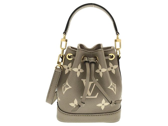 Noe Borsa a tracolla Louis Vuitton Bicolor Monogram Empreinte Nano Noé Grigio Crudo