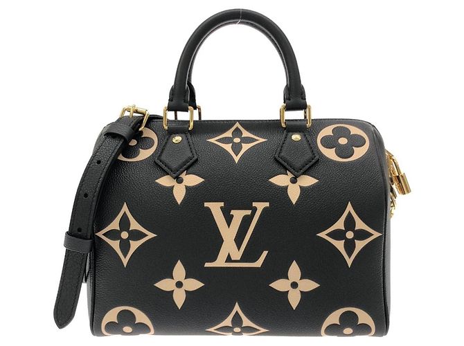 Speedy Sac Boston Louis Vuitton Bicolor Monogram Empreinte Noir Beige