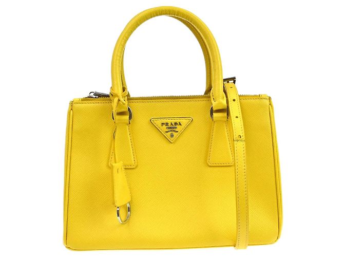 Prada Galleria Double Zip Saffiano Leather Small Jaune