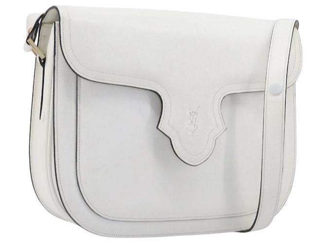 Autre Marque Borsa a tracolla Saint Laurent in pelle bianca e oro Auth hk4148A Bianco D'oro