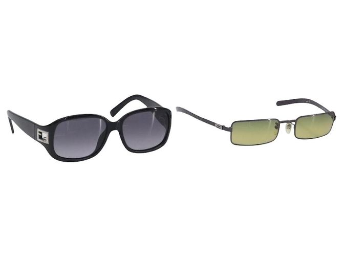 Occhiali da sole FENDI Plastica Metallo Set da 2 Nero Viola Auth BA16226 Porpora