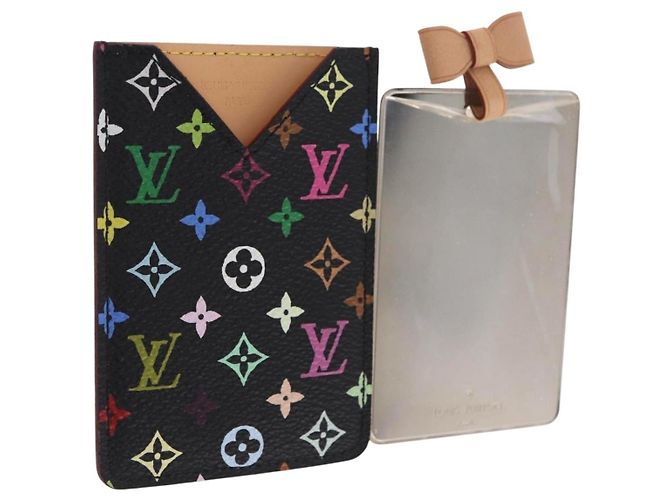 LOUIS VUITTON Monogram Multicolor Etui Miroir Black M92651 LV Auth BA16163