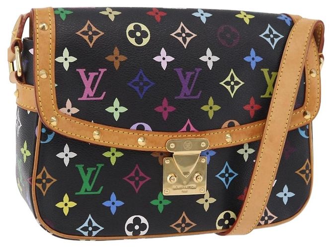 LOUIS VUITTON Monogram Multicolor Sologne Shoulder Bag Black M92639 Auth ka6471V Noir