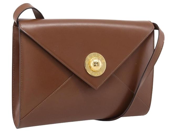 Céline Borsa a Tracolla CELINE Pelle Marrone Oro Auth 205342 D'oro