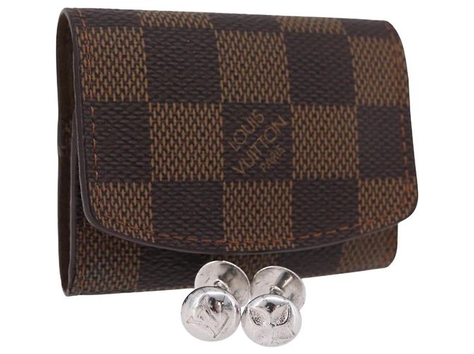 LOUIS VUITTON Damier Ebene Gemelli e Custodia Ag925 Argento LV Auth BA16096V