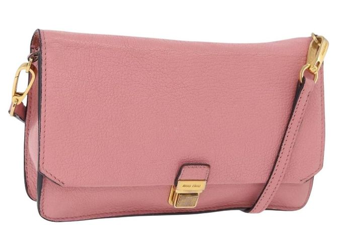 Bolsa de Ombro Miu Miu em Couro Rosa Tom Dourado Auth ka6523A