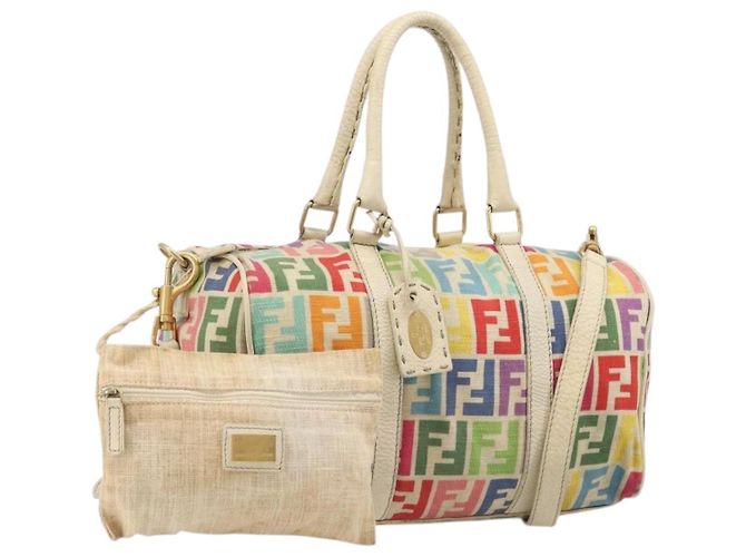 Borsa a mano FENDI Zucca Canvas 2way Multicolor Gold Auth 204048A Multicolore D'oro