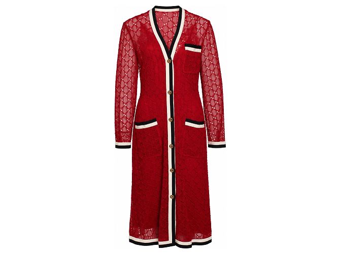 Gucci, vestido de encaje rojo GG Roja