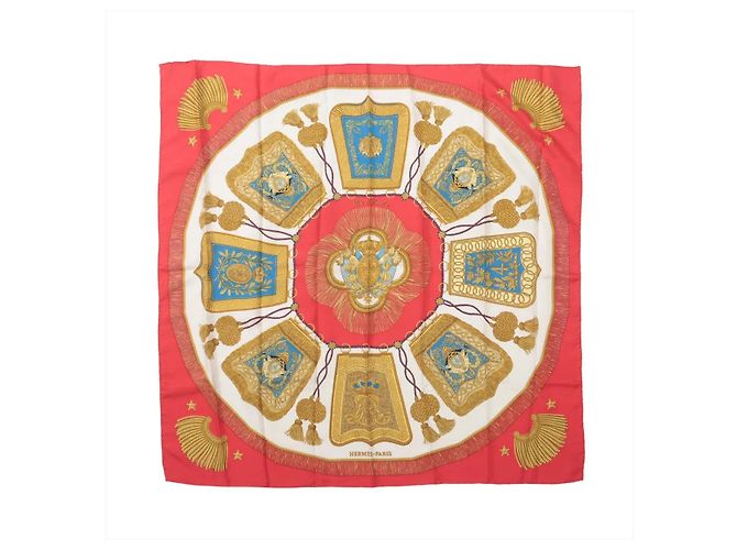 Hermès Carré 90 "Paste et Cavalerie" Seidentuch in Rot