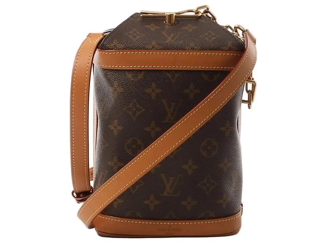 Borsa a tracolla Louis Vuitton Milk Box Monogram Canvas in marrone M44877 Beige