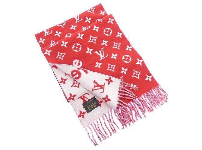 Estola Monogram Louis Vuitton Branco Vermelho